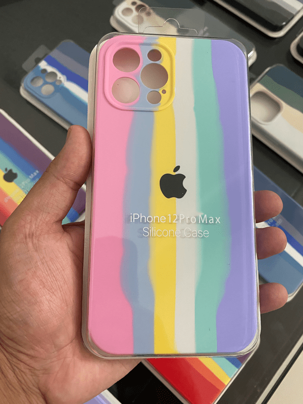 High-Quality Rainbow Latest Camera Protected Silicon Cases 11 - 12ProMax - ICASE.PK