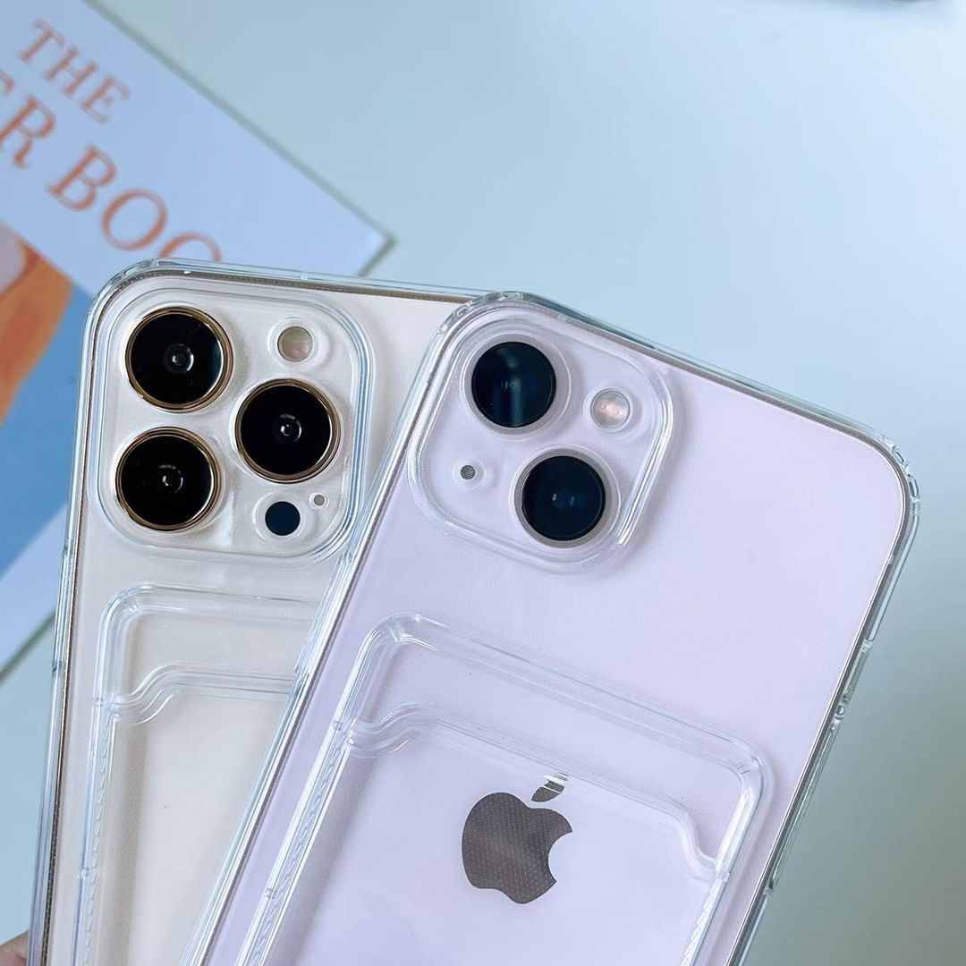 Camera Protected Card Holder Transparent Anti-shock for iPhone 11 to 14 Series - ICASE.PK