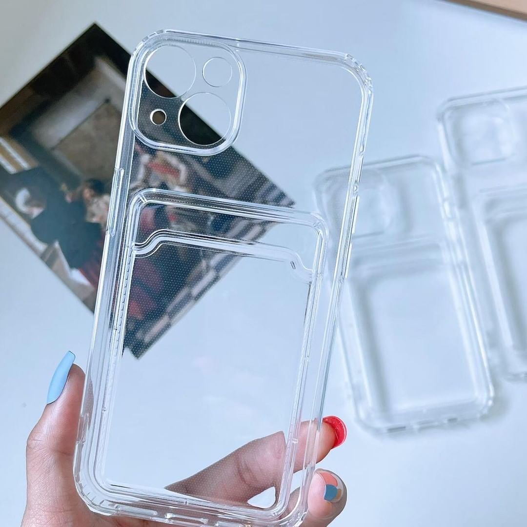 Camera Protected Card Holder Transparent Anti-shock for iPhone 11 to 14 Series - ICASE.PK