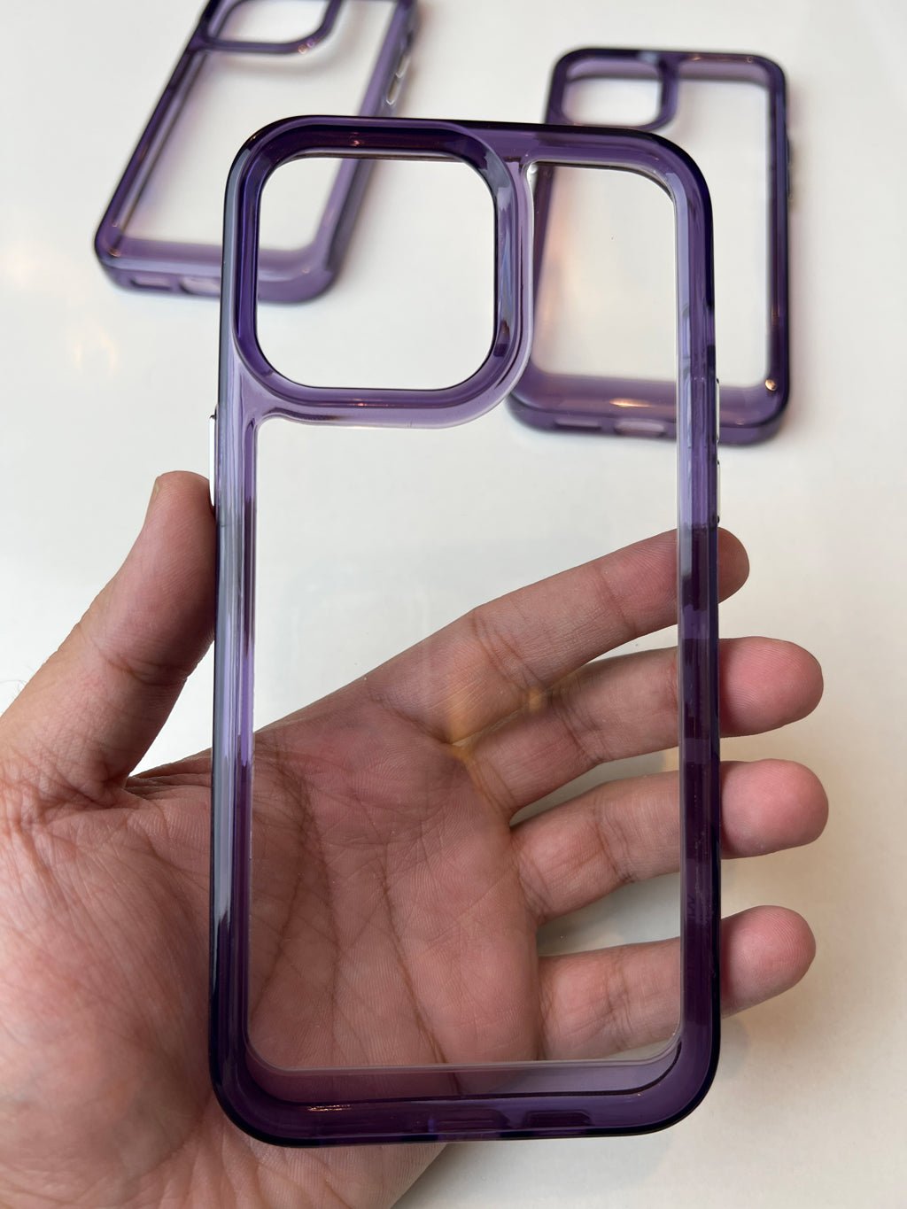 Ultra Hybrid Anti-Yellow Deep Purple/Transparent Bumber Case for 14, 13, 12, 11 Series - ICASE.PK