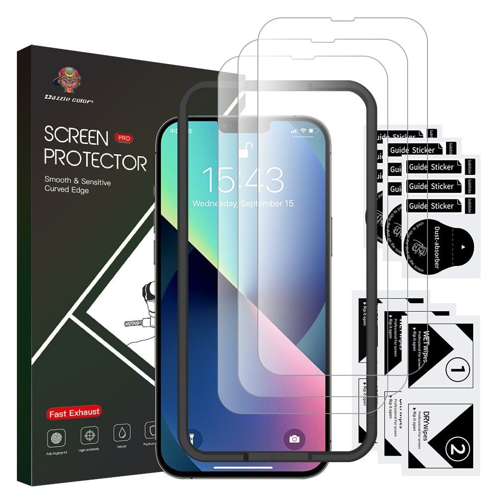 ICASE Bundle Deal Premium Protection Kit Including 2 Clear Screen Glass Protector with Installation Tray Included 13 - 13ProMax ( Camera Covered ) - ICASE.PK