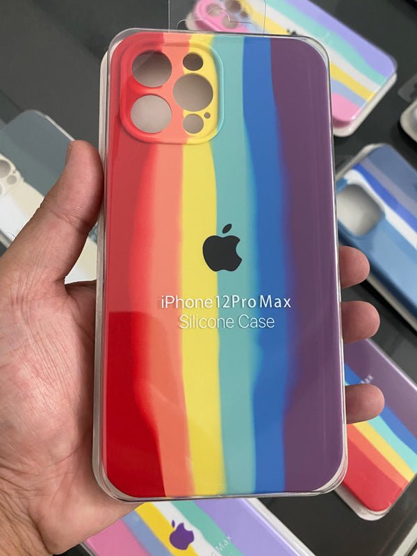 High-Quality Rainbow Latest Camera Protected Silicon Cases 11 - 12ProMax - ICASE.PK